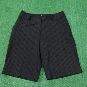 Nike Shorts Womens 2 Black Pinstripe Bermuda Golf Twill Fit Dry Moisture Wicking